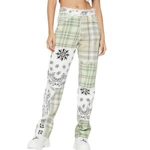 Jaded London Women’s Patchwork Bandanna Boyfriend Jeans Size 26